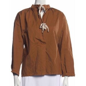 Caron Callahan brown lace-up popover jacket